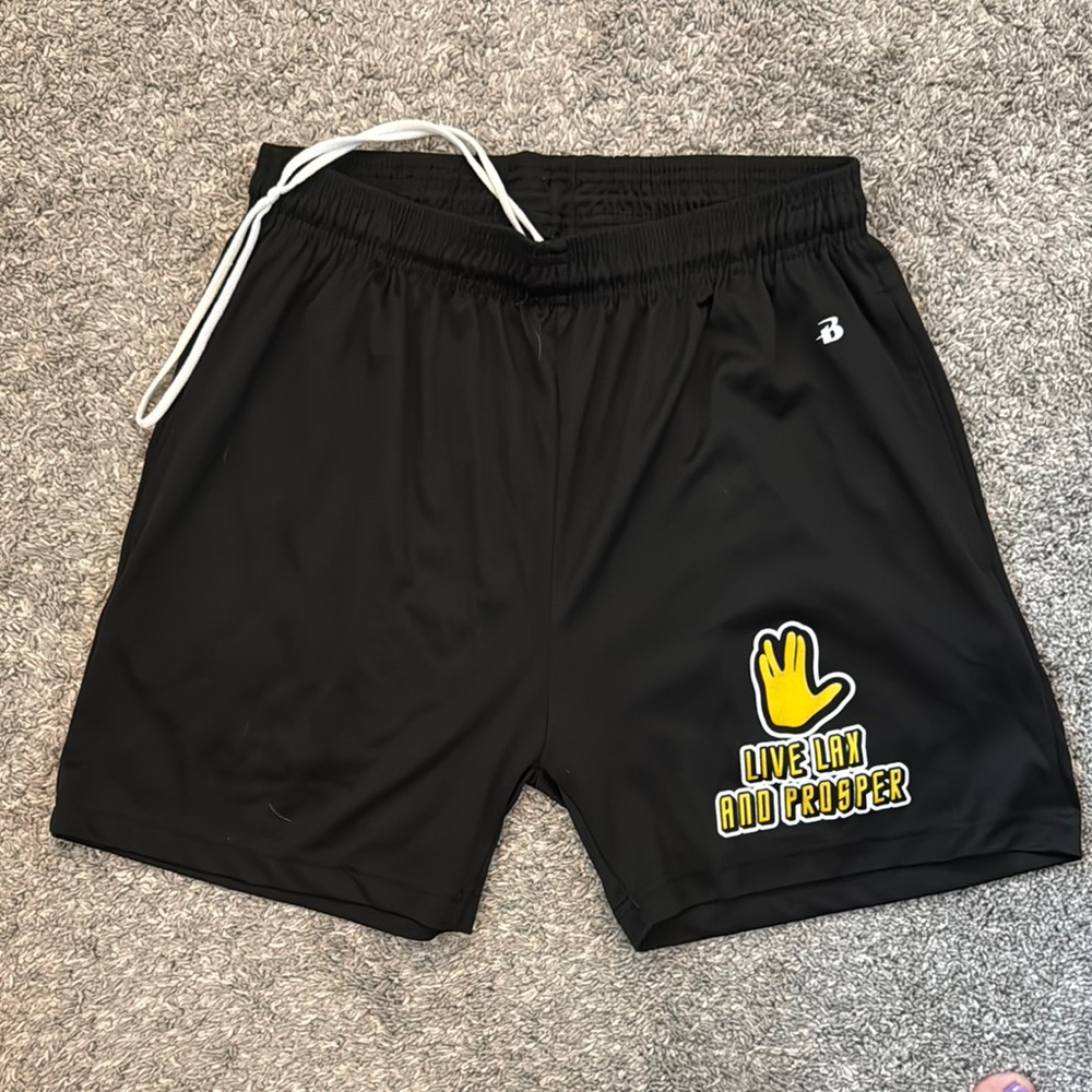 Black Athletic Shorts with LAX Logo and Drawstring